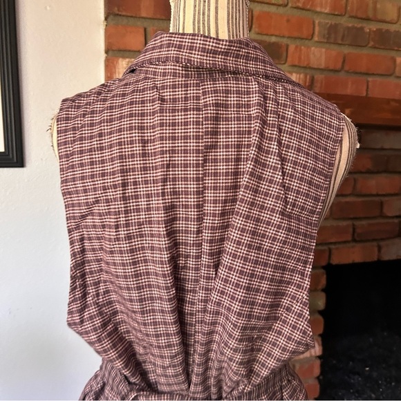 NWT Free People Amber Belted Plaid Vest in Pink Combo Sz XL - Picture 9 of 10